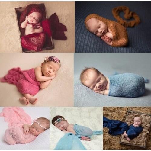 Newborn Photograph Props Cotton Wrap Stretchable Baby Wrap Blanket Newborn Photo Shoot for Infant Photography