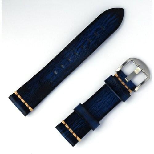 Genuine Leather Watchbands 18mm 20mm 22mm 24mm Vintage Women Men Cowhide Handmade Leather Straps With Stainless Steel Buckle