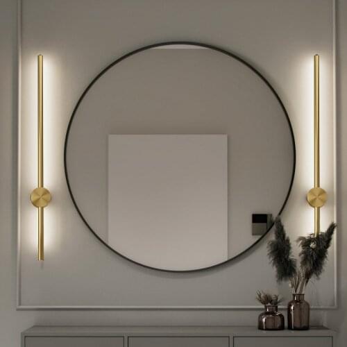 Modern Gold Color LED Brief Bedroom Study Wall Lights Simple Bedside Bathroom Lamp Creative Light Living Room Home Wall Lamps