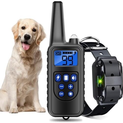 Dog Training Device 800M Remote Control 70CM PU Leather Collar Receiver Waterproof Beep/Vibration/Static Mode For S/M/L Dogs