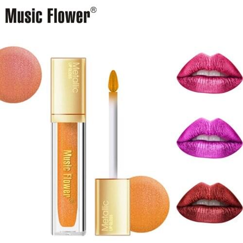 Music Flower Moisturizing Lipstick Metallic Lip Gloss Lip Glaze Lasting Doesn't Lose Color Makeup Cosmetic Gift for Women
