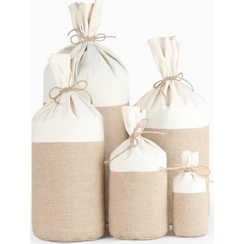 Vintage Natural Burlap Jute Coffee Bean Bag Favor Pouches Party Supplies Drawstring Tote Storage Bag Sundries Organizer
