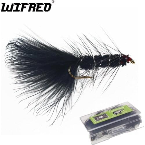Wifreo 10PCS #10 Long Shank Black Wooly Bugger Streamer Fly Trout Fishing Lures Baits
