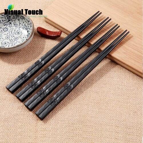 Visual Touch Japanese Chopsticks Non-Slip Durable Alloy Sushi Chop Sticks Set Chinese Gift