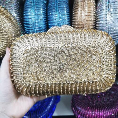 Women Flower Gold Silver Crystal Evening Bags Hard Case Metal Minaudiere Handbags Purses Bridal Wedding Party Clutch Bag Wallet