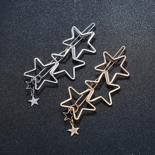 2020 new Hair Accessories Star Hair Clips for Women Sweet Imitation Korean Style Hairpins Girls Alloy Metal Headmade Barrette