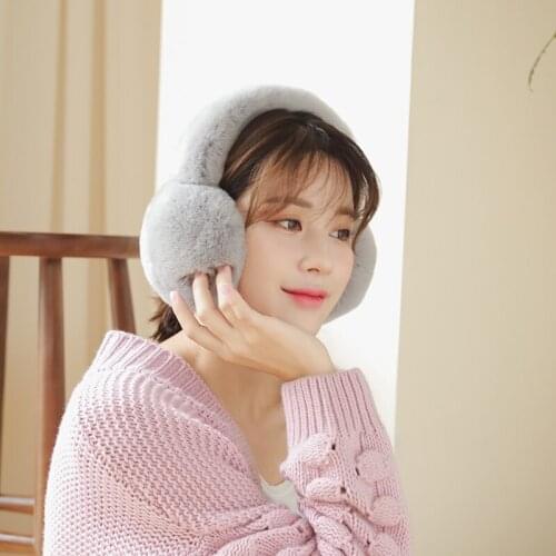 ZDFURS * Real Rex Rabbit Fur Earmuffs Women Rabbit Fur Earmuff Christmas Gift Plush Fur Earflap Winter Warm Earmuffs Unisex