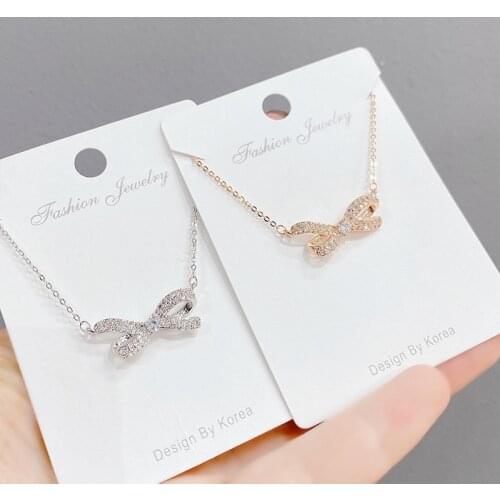 Korean Style Super Fairy Bow Necklace Female Personality Temperament Ins Fashion Necklace Wholesale
