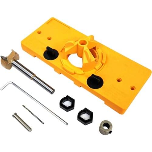 1 Set 35MM Hole Locator Woodworking Hinge Door Cabinets Hole Opener Puncher Hinge Hole Saw Jig Drilling Guide Locator DIY Tool