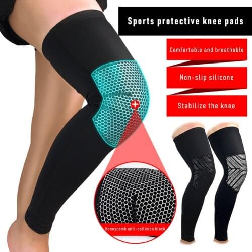 2PCS Sports Knee Pads Elastic Long Knee Brace Sleeve Fitness Knee Brace Protective Gear Basketball Crash proof Anti slip Support