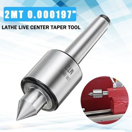 1PC Alloy Steel Silver MT2 0.000197" Lathe Live Center Taper Tool Live Revolving Milling Center Taper Machine Parts