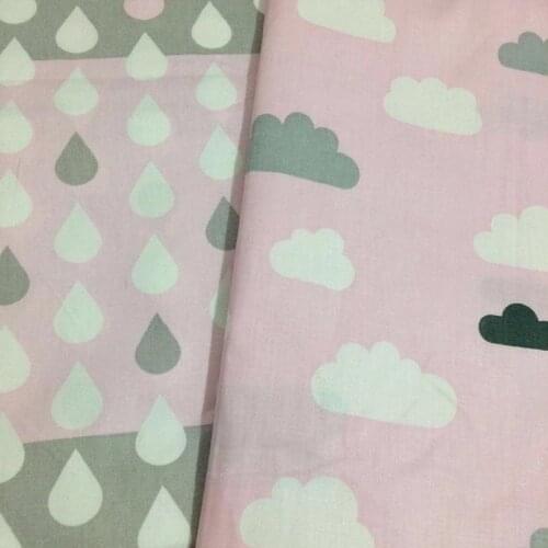 100% cotton twill pink clouds and raindrops cloth DIY for kids tent pillow clothes patchwork quilting fabrics