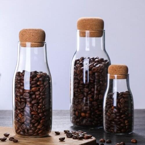 150-600ml Coffee Bean Storage Tank with Cork Spice Jar Flower Tea Candy Storage Box Dried Fruit Spice Storage Bottle