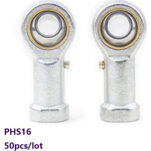 50pcs/lot PHS16 hole 16mm female thread ball joint bearing right/left hand Rod Ends Bearings Fish Eye Rod End Joint Bearing