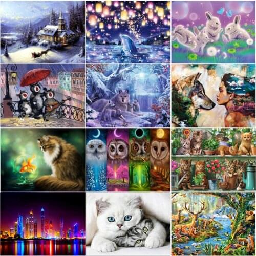 5D diamond painting landscape animal owl handmade painting beauty and Wolf DIY cross stitch kit diamond embroidery Mosaic decora