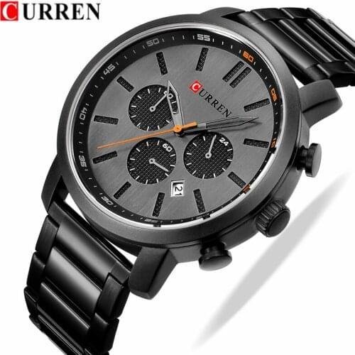 CURREN Mens Watches Top Brand Luxury Quartz Watch Men Full Steel Waterproof Wristwatches Calendar Male Clock Relogio Masculino
