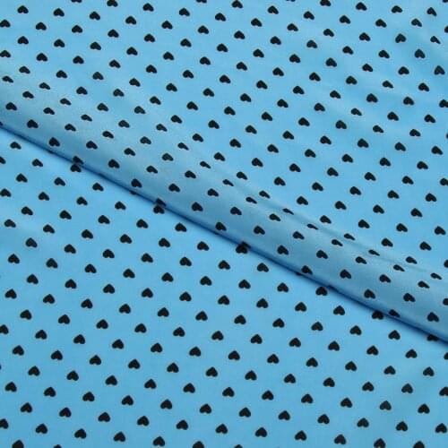 Pure Silk Crepe DE chine fabric black love heart print on blue backgrond,SCDC736