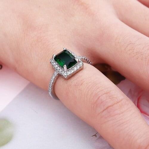Elegant Big Square Sky Blue Green Stone Rings for Women Jewelry Wedding Engagement Gift Luxury Valentines Day Gifts