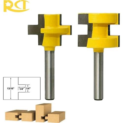 RCT 1/4'' Shank Tongue Groove Router Bit 2pcs Wood Tenon Cutter For Wainscot Panel Wood Flooring Milling Cutters