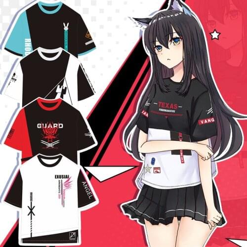 Summer Game Arknights Rhodes Island T Shirt Amiya Lappland Exusiai TEXAS Cosplay Short Sleeve T-shirt Tshirt boy girls Tops Tees