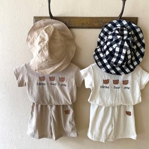 MILANCEL 2021 Summer New Kids Suit Three Bear 2Pcs Korean Girls Set Casual Boys Clothes