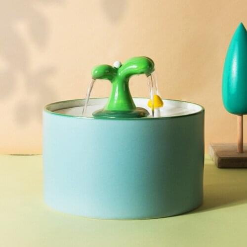 Cute Flowing Water Ceramic Pet Water Dispenser Cats & Dogs Automatic Water Feeder Circulating Filter Cat Automatic Water Feeder