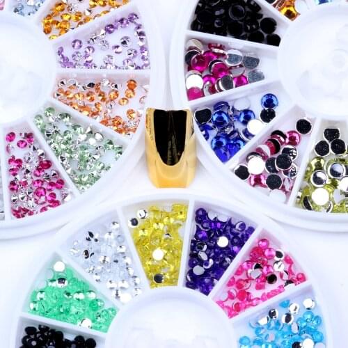 Many Styles Mixed Size Multicolor Acrylic Rhinestones in Wheel Body Crafts Shinning Phone Case Stickers DIY Nail Art Decoration