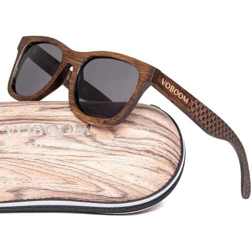 VOBOOM Sunglasses Men Wooden Frame Engraving Mosaic Handmade Polarized Lenses Eyewear VTA01
