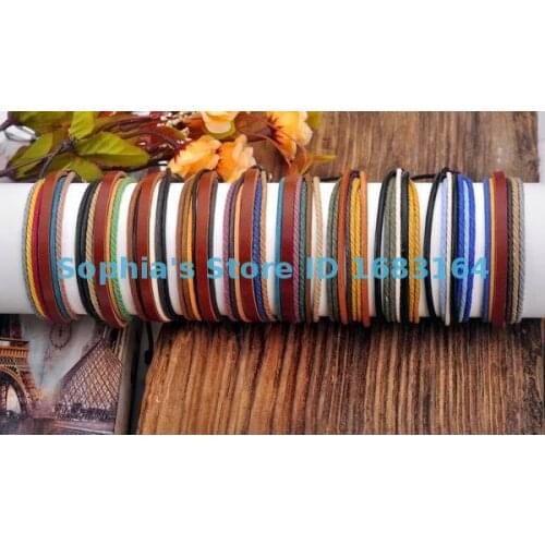 Lot 100pcs Wholesale Cool Braided Leather Hemp Friendship Bracelet Bangle Wristband Mens Womens Unisex Adjustable