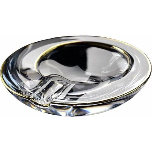 Simple Gold Luxury Crystal Glass Ashtray Creative Living Room Office Cigar Ashtray Household Large Capacity Gift for Boyfriend