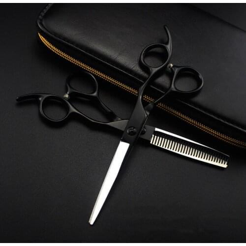 Professional japan 440c steel 6 '' black cut hair scissors cutting barber tools haircut thinning shears hairdressing scissors