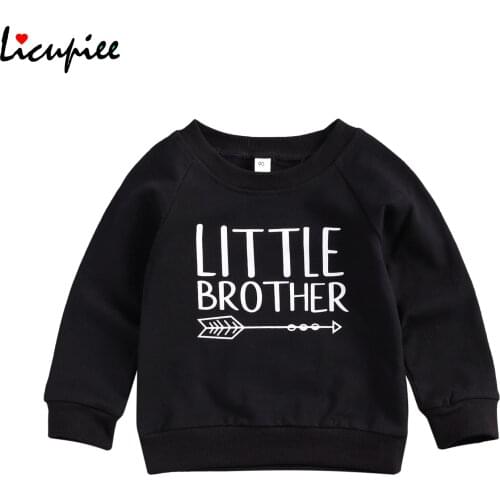 0-24 Months Big Brother / Little Brother Sweatshirts, Round Neck Letter Pattern Printed Matching Outfits Female Top