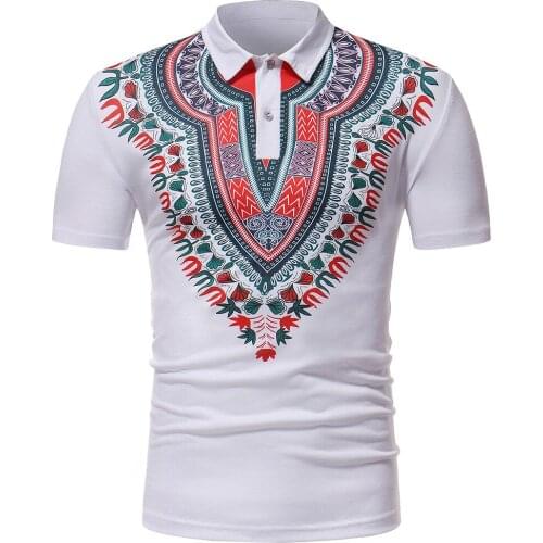 African Dashiki Print Polo Shirt Men 2020 Summer Casual Slim Fit Short Sleeve Men African Clothes Hipster Africa Chemise Homme