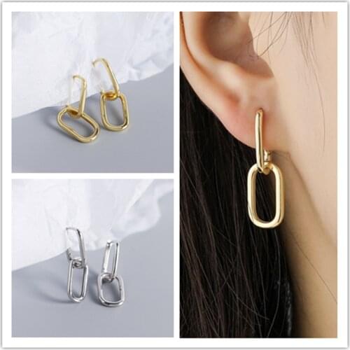 2021 New Simple Design Personality Women Geometric Oval Hoop Earrings Metal Style Detachable Jewelry For Ladies