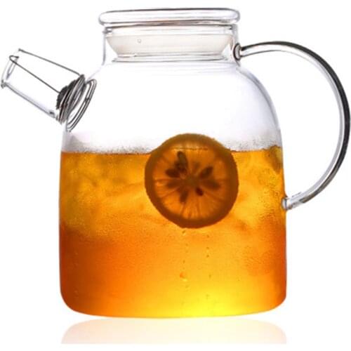 1000ml/1600ml Glass Kettle Water Jug Heat Resistant Teapots with Transparent Lid Home Office STTA889