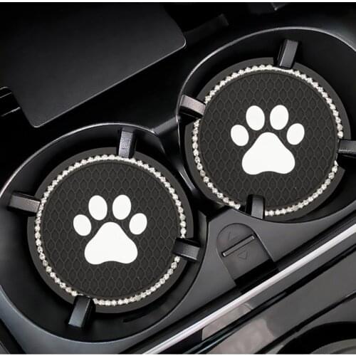 Rhinestone Car Water Cup Bottle Holder Anti-Slip Mat Pad Silica Gel Non-Slip Car Mat Cute Cat Coasters Car Interior Accessories