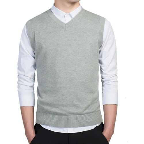 Warm Sleeveless Sweater Slim Style Casual M-3Xl Cotton Pullovers Vest Mens Sweater Autumn V Neck Slim Sweaters Vest Mens