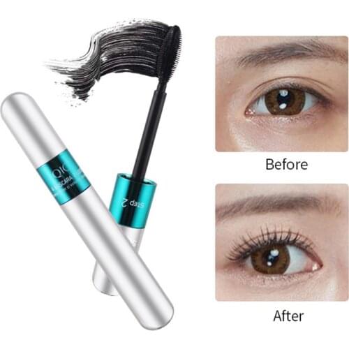 Waterproof 2 In 1 Double Head 4D Mascara Extended Eyelashes Curling Encryption Long Non-Stained Silk Fiber Roll Lasting Mascara