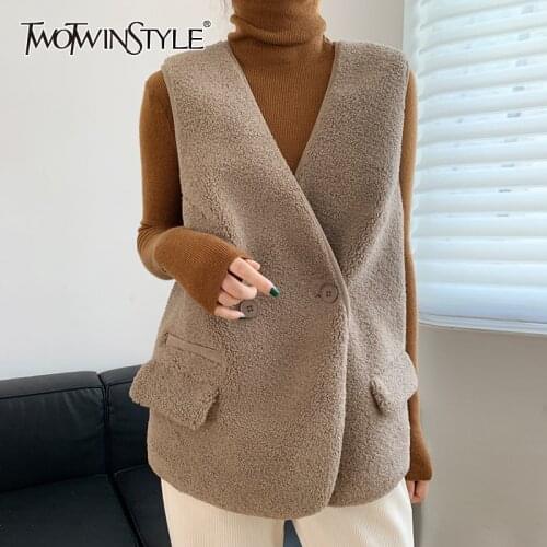 Женские зимние жилеты TWOTWINSTYLE China At AliExpress