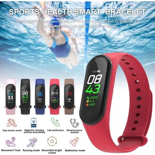 Smart Bracelet Waterproof Color Screen Fitness Tracker Heart Rate Blood Pressure Sleep Monitoring Bluetooth Smart Sportband M4