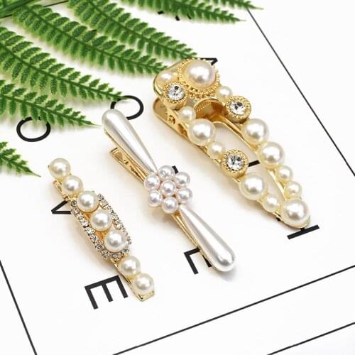 Baroque Faux Pearl Hair Accessories Wedding Hair Clip Barrettes Headpiece Gold for Women Girl Crystal Hairgrips Hairpins Jewelry