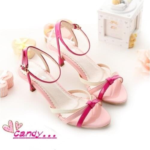 Women Buckle Sandals Thin Heels Summer Lady Sandals Big Size 41 42 43 Sweet Sandals Mid Heels Open The Toe Summer Shoes 20170122