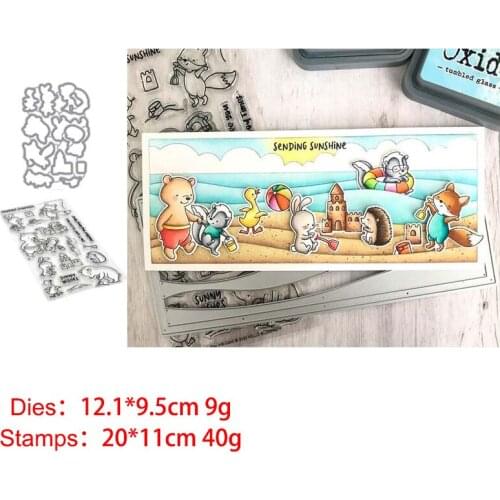 Animal Beach Swimming Metal Cutting Dies and Stamps Stencil for DIY Scrapbooking Photo Album Embossing Decorative Craft Die