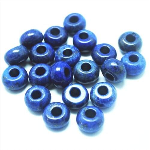 12PCS Nature Lapis Lazuli Stone Natural Semi Precious 9x14MM European Spacer Beads Top fashion DIY Beads Women Chains Bracelets