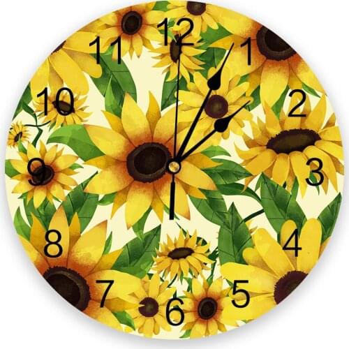 Blooming Sunflowers 3D Wall Clock Modern Design Brief Living Room Decoration Kitchen Clock Art Wall Watch Home Decor