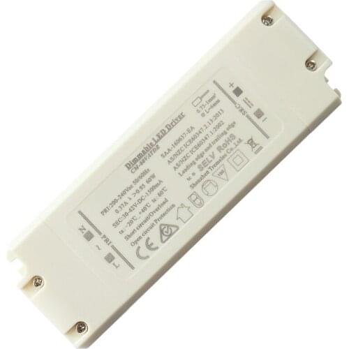 45-60W 1.5A 30-42Vdc constant current dimming range 1-100% Traic Dimming led driver transformer EMC LVD SELV isolation design
