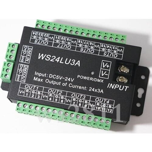 5PCS WS24LU3A 24CH Easy DMX Decoder Controller 24 channel Dimmer each Channel Max 3A RGB Light