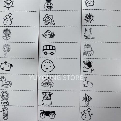 50/100pcs White Washable Iron on Name Labels Garment Fabric Tags Marker Set for Clothes Labels Sewing Cartoon boy girl nature