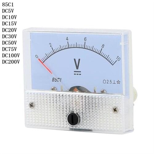 85C1 DC 5V /10V /15V /20V /30V /50V /75V /100V /200V Analog Panel Meter Volt Voltage Meter Voltmeter Mechanical Pointer Gauge
