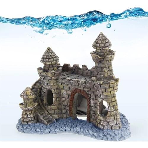 Aquarium Resin Castle Decoration Fish Tank Landscape Hideouts Stone Cave Hide House Aquarium Accessories For Fish Betta Shrimp